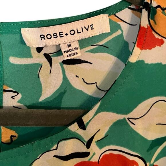 Rose & Olive Women Top Floral Blouse Multicolored Long Sleeve Small - Picture 4 of 8